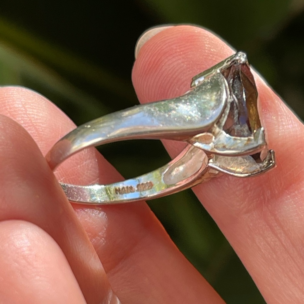 Smokey quartz sterling silver plated size 8 ring - Picture 9 of 12